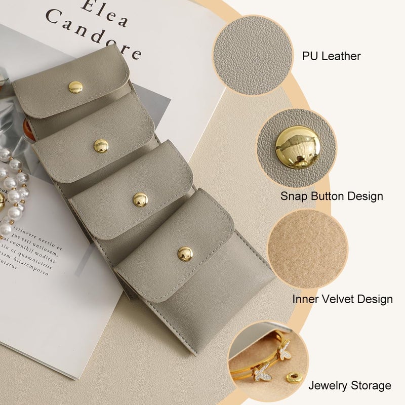 Handmade 40pcs PU Leather Small Bags for Jewelry 8 x 8cm Snap Button Jewelry Packaging Bag Grey Luxury Small Favor Bags Jewelry Gift Bags for Earrings Necklaces Bracelet Ring - Image 3